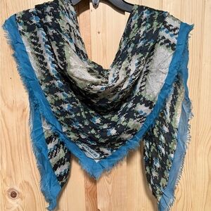 Vintage Coach Herringbone Patterned Scarf